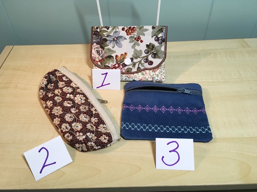 Small Gift for Friend or Family. Zipped Bag, Buttoned Handy Dandy Pouch