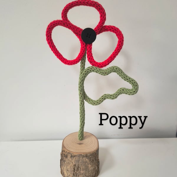 Poppy knitted flower  FREE POSTAGE