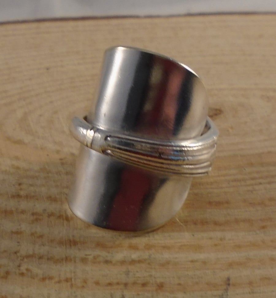 Upcycled Silver Plated Fan Wrap Spoon Ring SPR092003