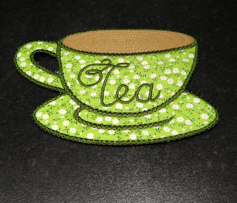 Handmade embroidered Tea Cup Coaster