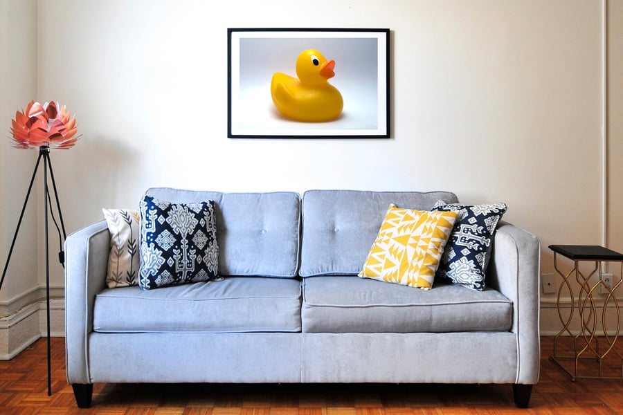 Funny yellow bath duck photo print