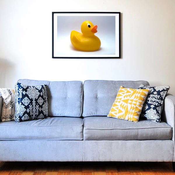 Funny yellow bath duck photo print