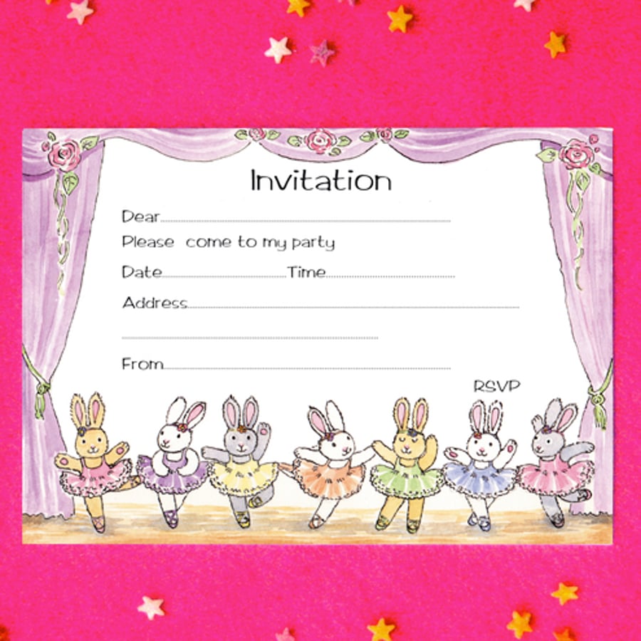 Ballet Bunnies Invitation Cards