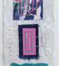 Pretty Patterned Pink Blue Teal Handstitched Geometric Small Art Pictures - Image 2