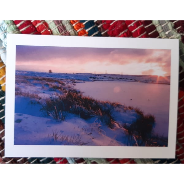 Frozen Keeper's Pond, Blaenavon A6 Greetings Card Landscape Photograph 