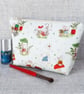 Make up bag, zipped pouch, mice, mushrooms