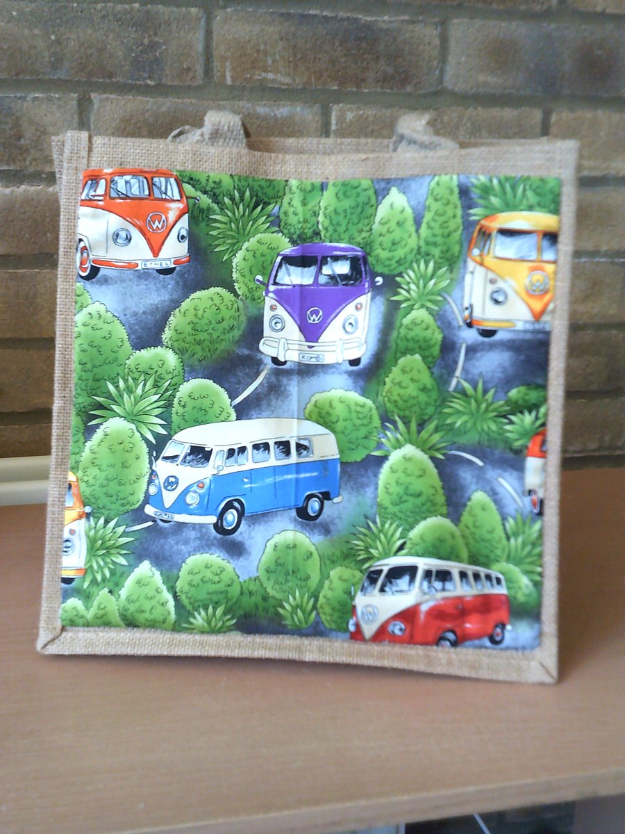 Medium Jute Bag with VW Camper Vans
