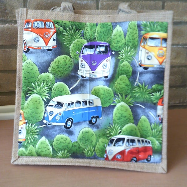 Medium Jute Bag with VW Camper Vans