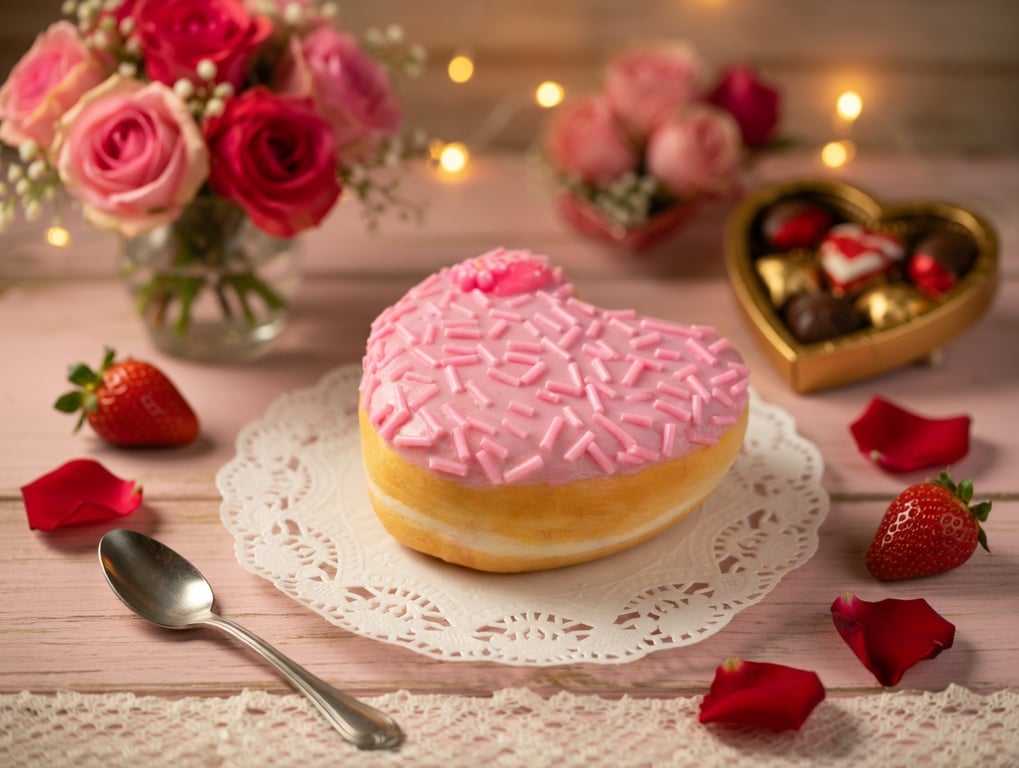 Heart-Shaped Strawberry Sprinkle Doughnut Faux Cake