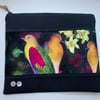 Exotic bird velvet zip pouch