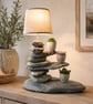 Handcrafted stone and pebble lamp - Image 1