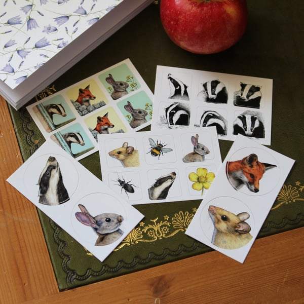 Wildlife Sticker Set - 22 Glossy Vinyl Woodland Animals and Nature