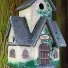 SPARROW HALL, unique hand sculpted triple nest birdhouse, whimsical bird lovers