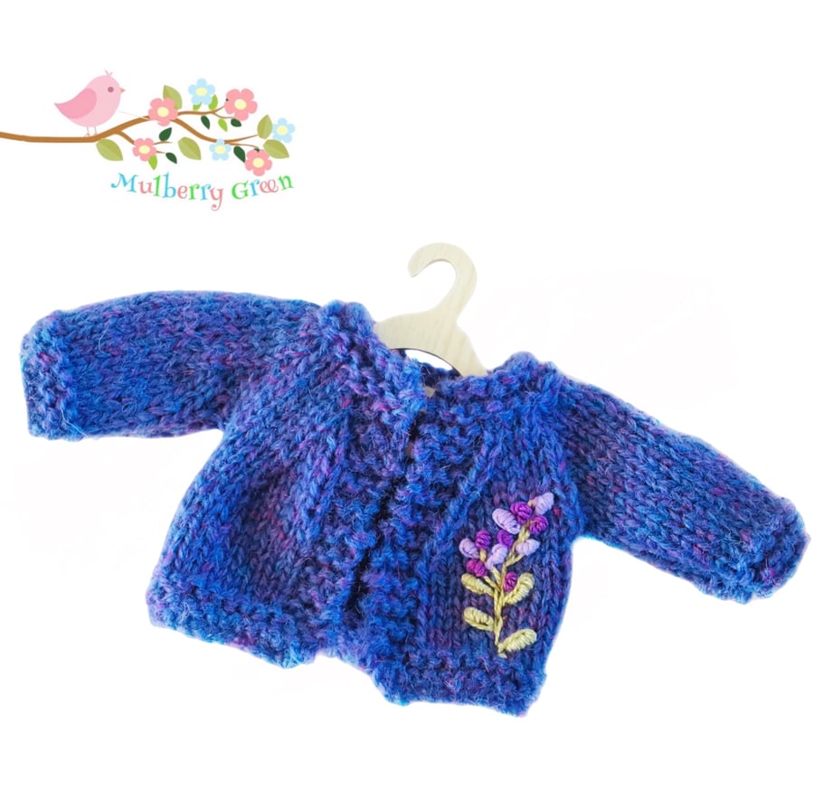 Reserved for Julie - Hand Embroidered Lavender Cardigan 