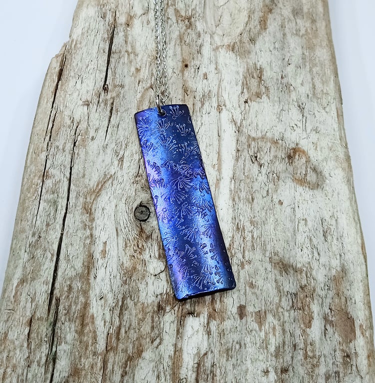 Coloured and Hand Stamped Titanium Pendant Necklace - UK Free Post