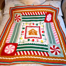 Gingerbread House crochet blanket 