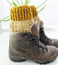 Two-tone Boot Cuffs, Honeysuckle and Sand Crochet Aran Ankle Warmers - Image 1