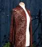 Large triangular crochet shawl in sparkly bronze vintage thread - design LF427 - Image 3