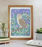 Owl in Hawthorn Tree Art Print - Image 2