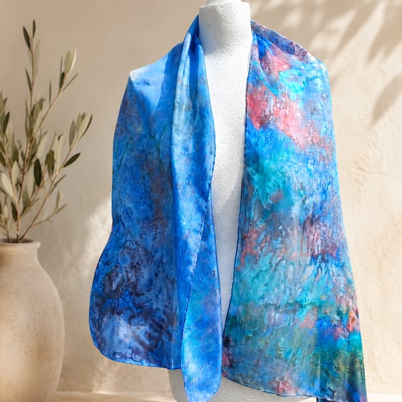 Funky Pure Silk Hand Dyed Scarf 'Lagoon'