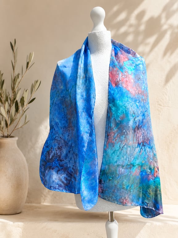 Funky Pure Silk Hand Dyed Scarf 'Lagoon'