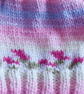 Pink Flowers Baby Hat Hand Knitted, Newborn Beanie 0-3 Months, Girls Beanie  - Image 2