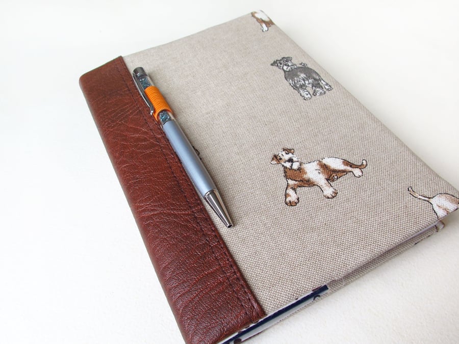 Padded Notebook Cover in Taupe, Notebooks, Notebook in Taupe with Dogs