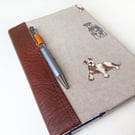 Padded Notebook Cover in Taupe, Notebooks, Notebook in Taupe with Dogs