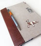 Summer Seconds Padded Notebook Cover in Taupe, Notebooks with Dogs - Image 1