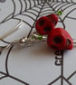 Dyed Howlite Skull Earrings - Red (2) - Image 1