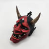 Samurai Oni Mask Rear View Mirror Charm 3D Printed Hand-Painted Car Accessory