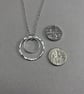 Hammered Sterling Silver Double Circle Necklace - Image 5
