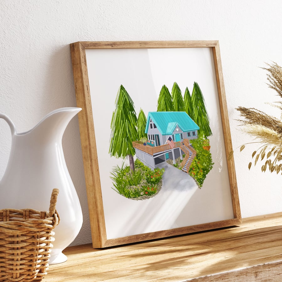 Personalised House Portrait, Custom Whimsical Illustration