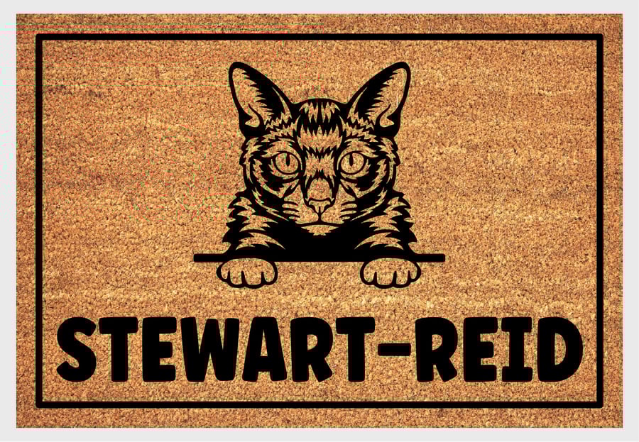 Russian Blue Cat Door Mat - Personalised Russian Blue Cat Welcome Mat - 3 Sizes