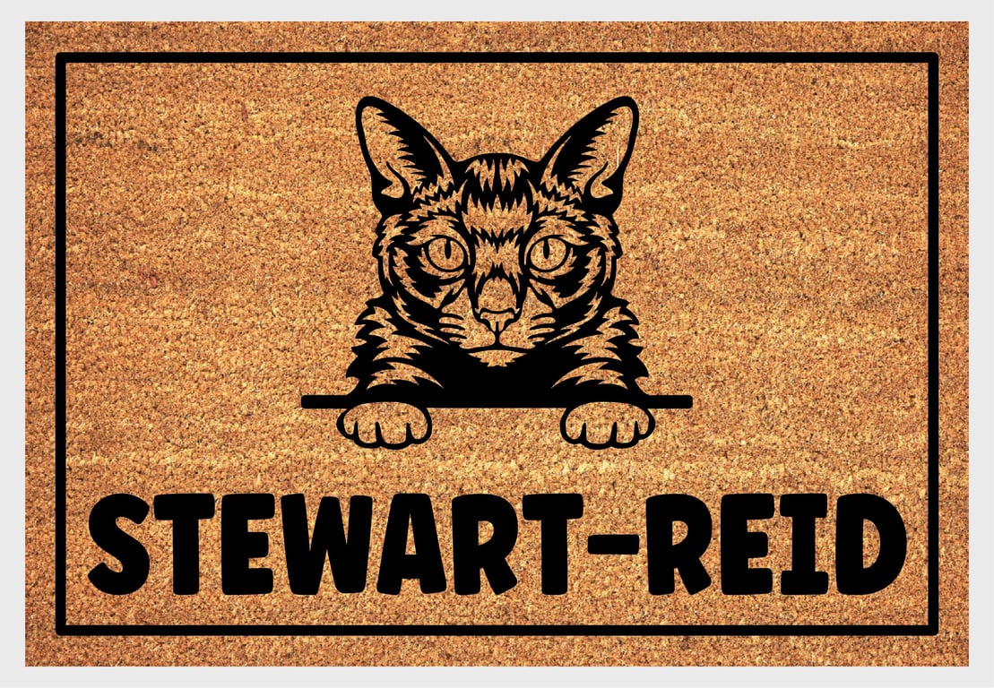 Russian Blue Cat Door Mat - Personalised Russian Blue Cat Welcome Mat - 3 Sizes