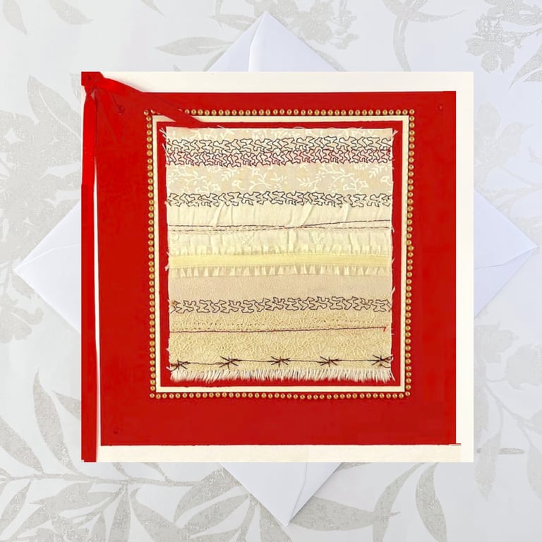 Ruby wedding anniversary card - luxury embroidered 40 year 40th wedding