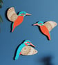 Folk Art Inspired Flying Wooden Kingfishers - Wall decor Hangings - Image 2