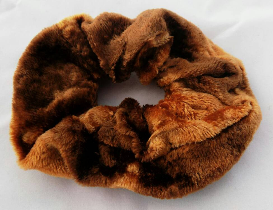Elastic copper brown hair scrunchie soft velvet,Eco hair accessory,gift