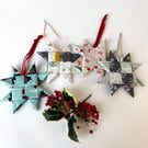Christmas star bundle - 4 festive fabric Christmas star decorations 