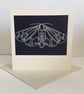 'Moth' hand printed linocut card, Prussian Blue - Image 1
