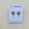 Navy and Silver Daisy Sterling Silver Stud Earrings