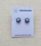 Navy and Silver Daisy Sterling Silver Stud Earrings