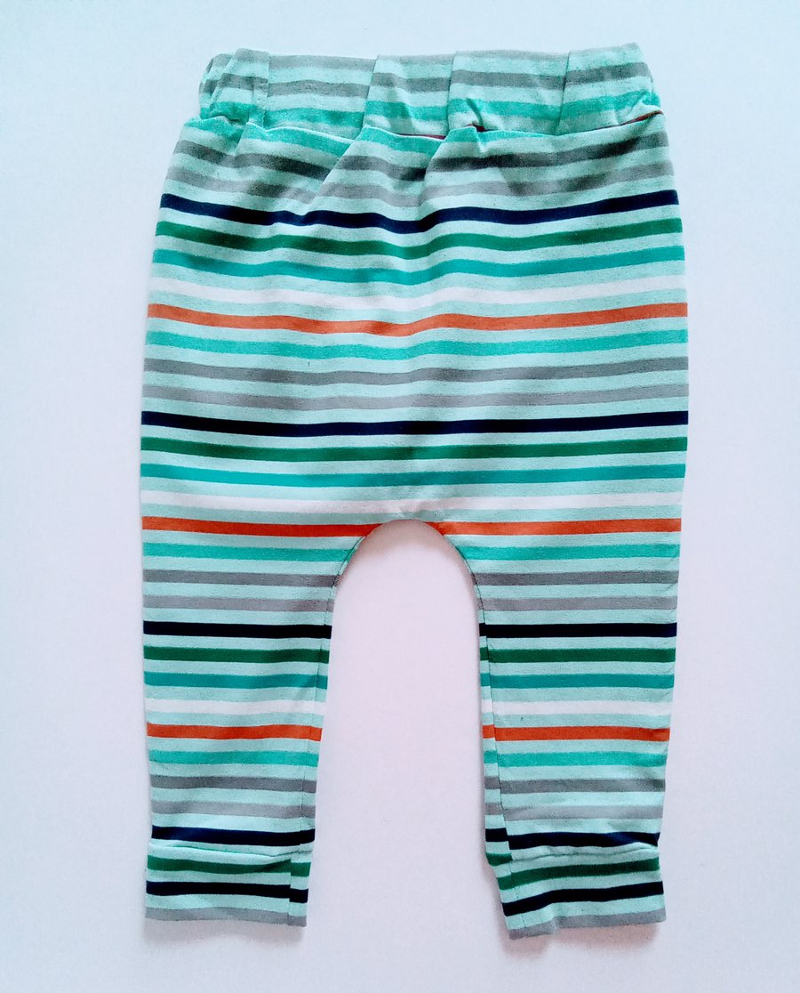 Leggings, 3-6 months, stripey leggings, baby trousers, pale blue stripe 