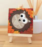 Hedgehog in Autumn Leaves Painting - original art gift for animal lovers