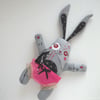 freehand machine hand embroidered halloween zombie bunny rabbit