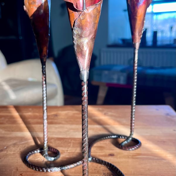 Copper Calla Lily candelabra