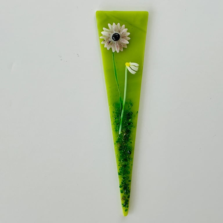 Fused glass plant pot stake, houseplant decoration, keepsake gift, flower No 2