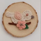 Handmade Wool Crochet Bird Applique – Rustic Bird Motif for Crafts