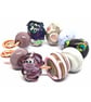 Handmade Lamp-work Glass Beads – Purple dragonfly Striped & Floral Set of 9