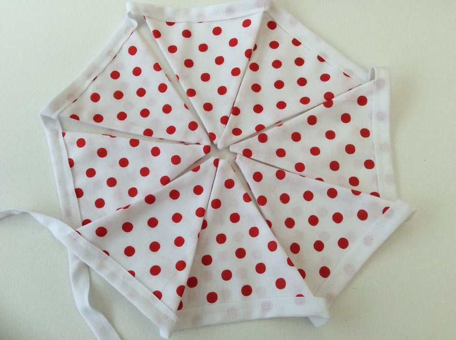 Spotty Bunting, White Flags with Red Spots, Mini Bunting